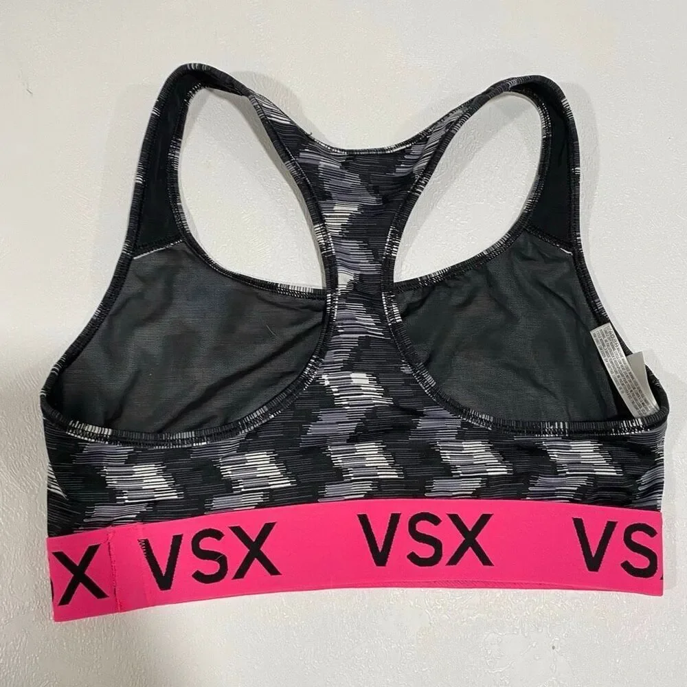 VSX Sport Victoria’s Secret Sports Bra Medium Pink Logo Band Racerback - Picture 2 of 5